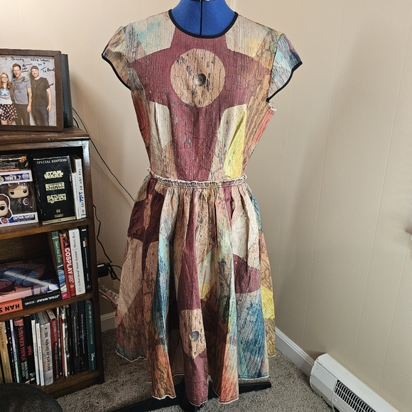 Making The Cut Carnival Painting Dress Winning Look Gary's Brown Tan Medium - Picture 1 of 10